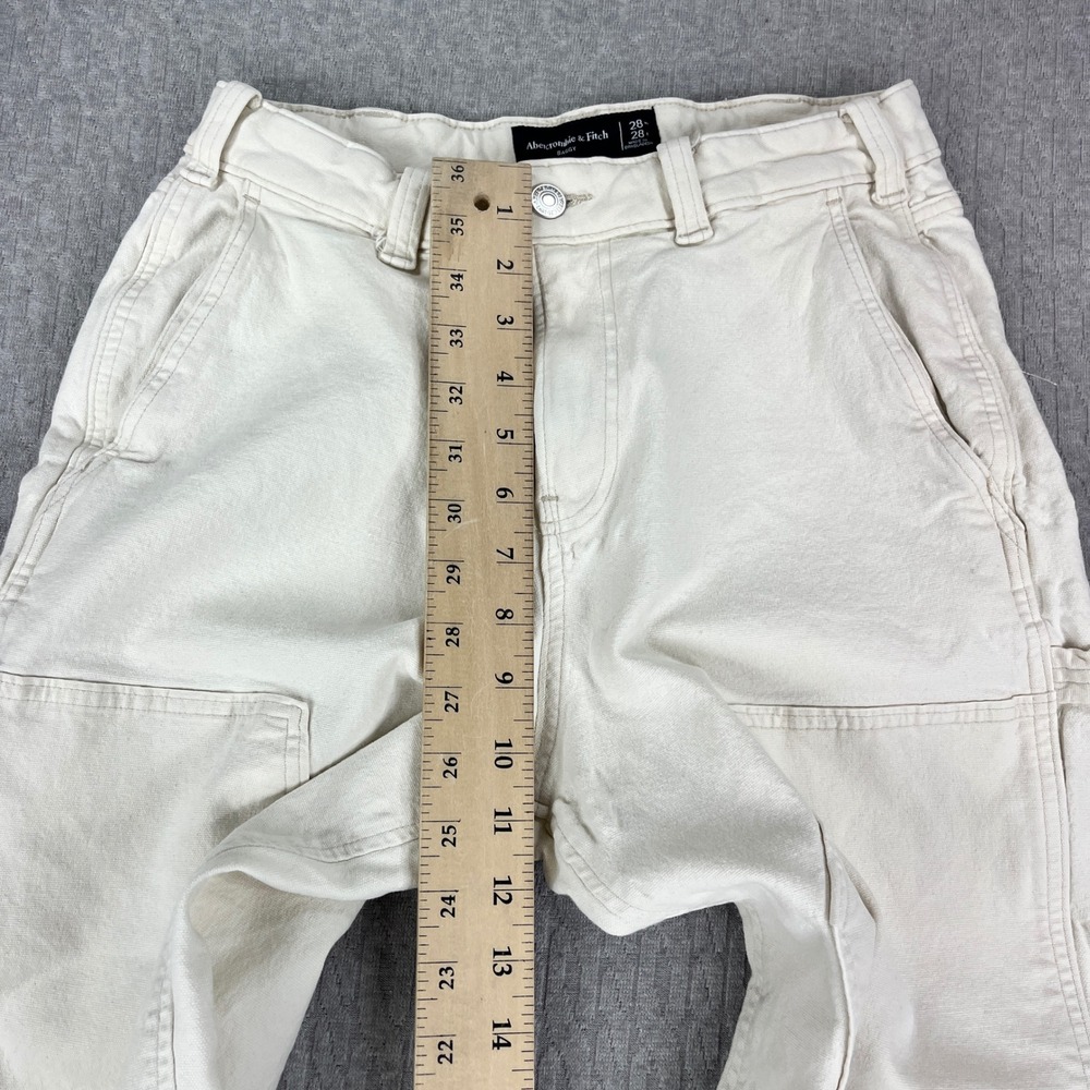 Abercrombie & Fitch Baggy Wide Leg Carpenter Jeans Women 28/25X25 Double Knee - Picture 7 of 10
